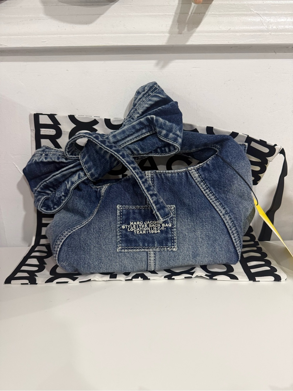 NWT Marc Jacobs The Bow Denim Mini Sack Bag - Picture 2 of 8